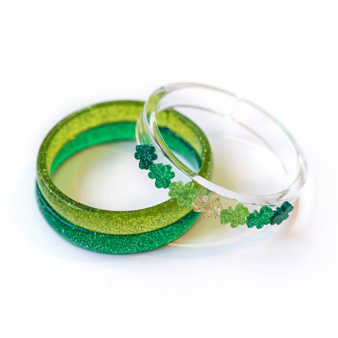 SPR23 Lucky Charms Glitter Green Bangles (Set of 3) Lilies & Roses NY 0 Faire default Bonjour Fete - Party Supplies