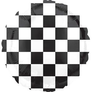 BLACK & WHITE CHECKERED FOIL BALLOON Loftus Bonjour Fete - Party Supplies
