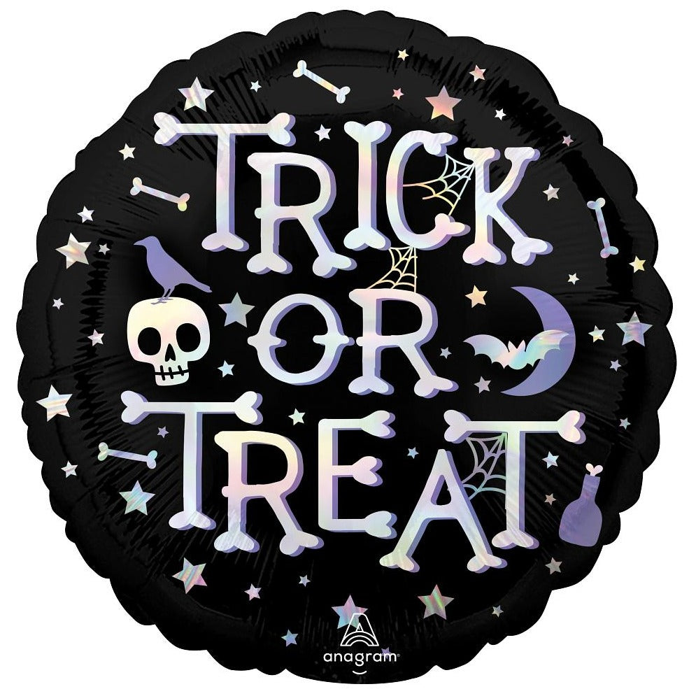 IRIDESCENT TRICK OR TREAT BALLOON Anagram Halloween Balloons Bonjour Fete - Party Supplies