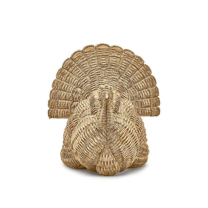 BASKETWEAVE PATTERN TURKEY DECOR Two's Company Thanksgiving Home Bonjour Fete - Party Supplies