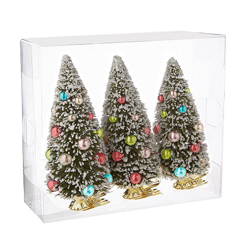 BOX OF CLIP-ON BOTTLE BRUSH TREE ORNAMENTS Raz Bonjour Fete - Party Supplies