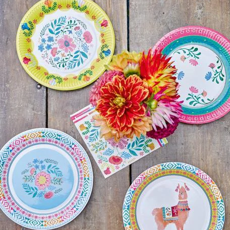 BOHO FLORAL PAPER PLATES Talking Tables Plates Bonjour Fete - Party Supplies