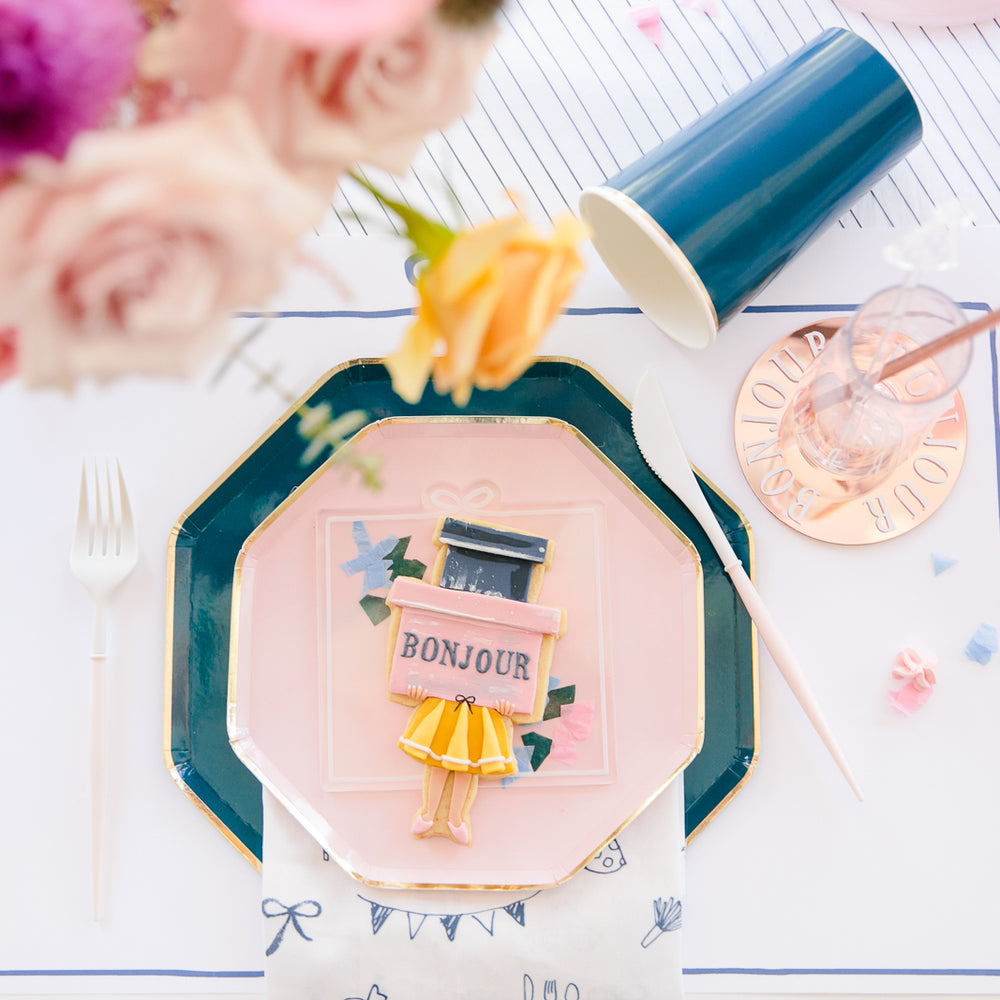 FANCY BLUSH PINK AND WHITE CUTLERY Sophistiplate LLC Cutlery Bonjour Fete - Party Supplies