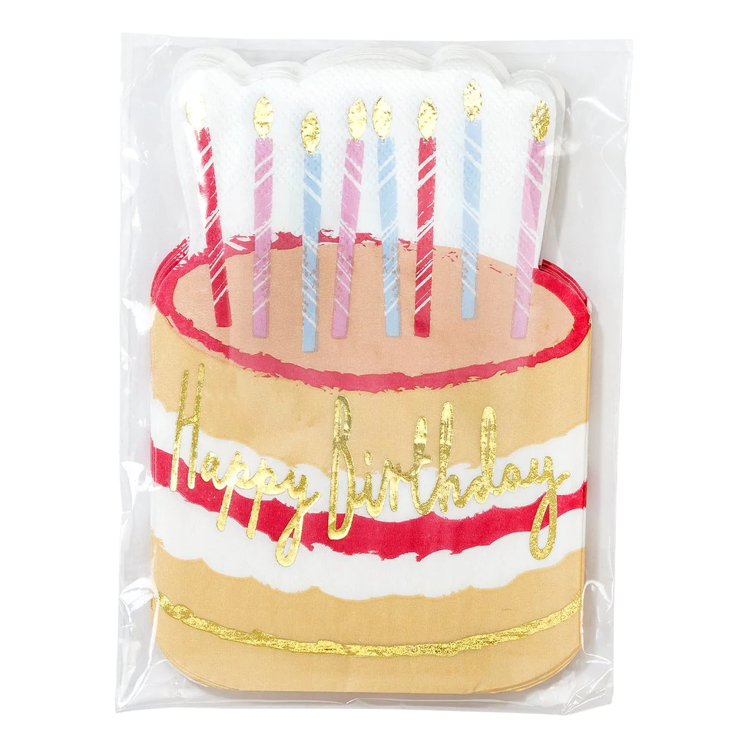 CAKE SHAPED HAPPY BIRTHDAY NAPKINS Talking Tables Napkins Bonjour Fete - Party Supplies