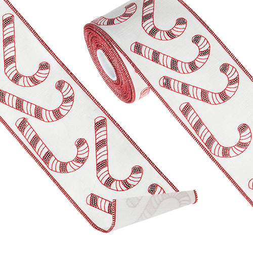 CANDYCANE SEQUINED WIRED RIBBON Raz Bonjour Fete - Party Supplies