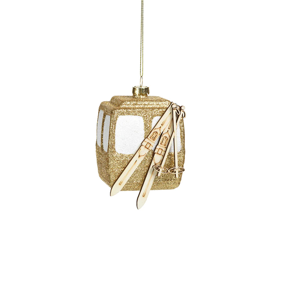 GOLDEN GONDOLA WITH SKIS ORNAMENT Zodax Christmas Ornament Bonjour Fete - Party Supplies