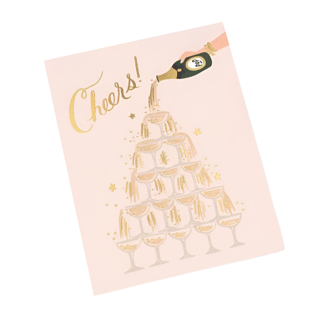CHAMPAGNE TOWER CHEERS CARD Rifle Paper Co Bonjour Fete - Party Supplies