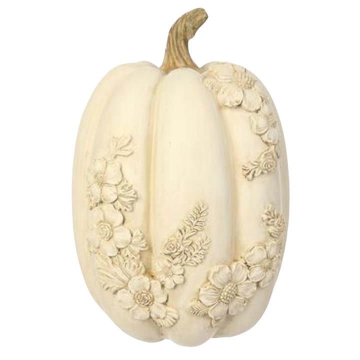 EMBOSSED WHITE PUMPKIN Allstate Floral Halloween Home Decor Bonjour Fete - Party Supplies