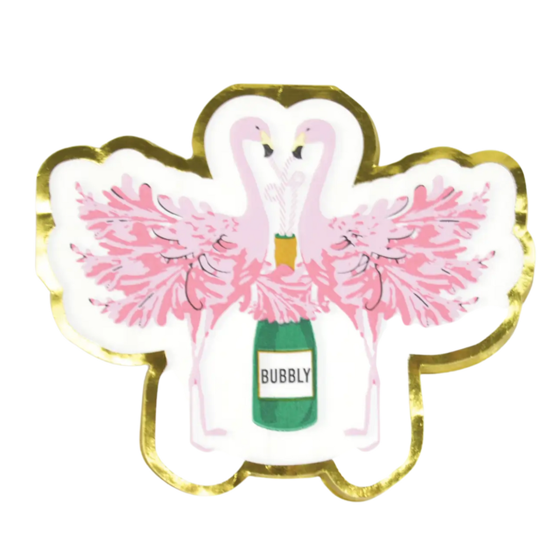 FLAMINGO CHAMPAGNE DIE CUT PAPER NAPKINS 8 Oak Lane Napkins Bonjour Fete - Party Supplies