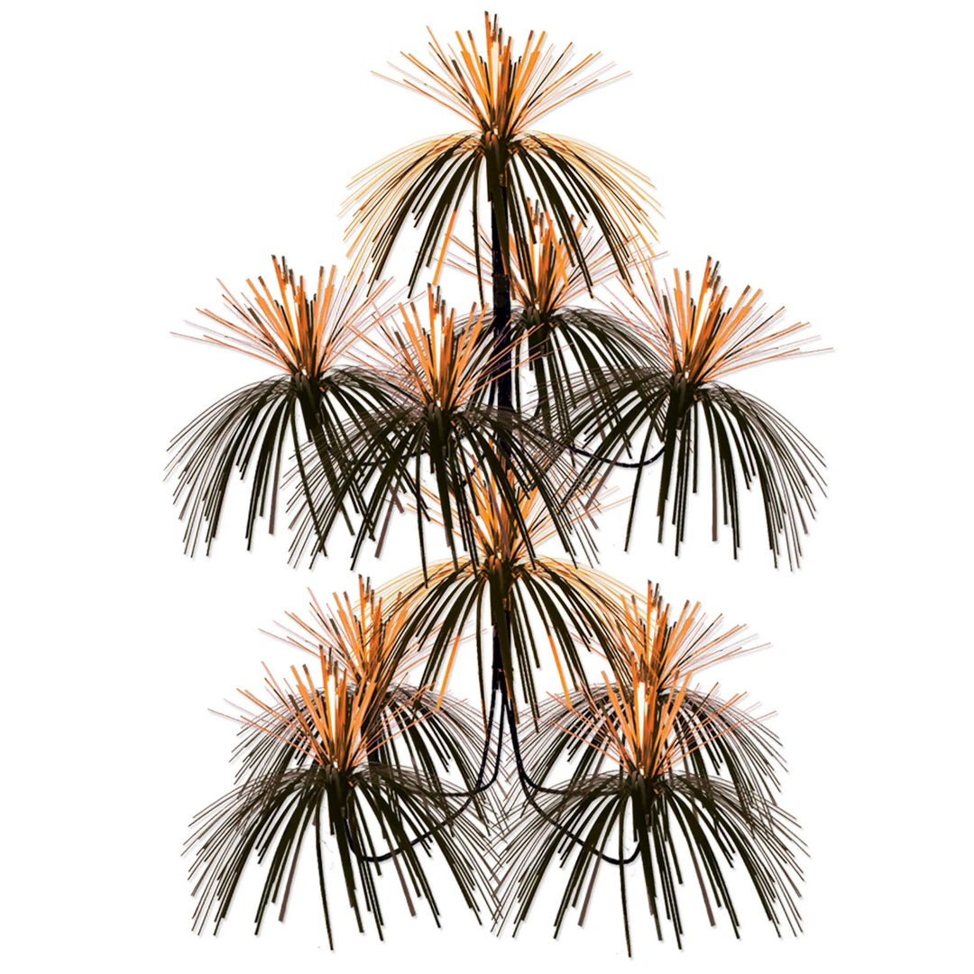 HALLOWEEN ORANGE & BLACK FIREWORK CHANDELIER Bulk Party Supplies Halloween Party Supplies Bonjour Fete - Party Supplies