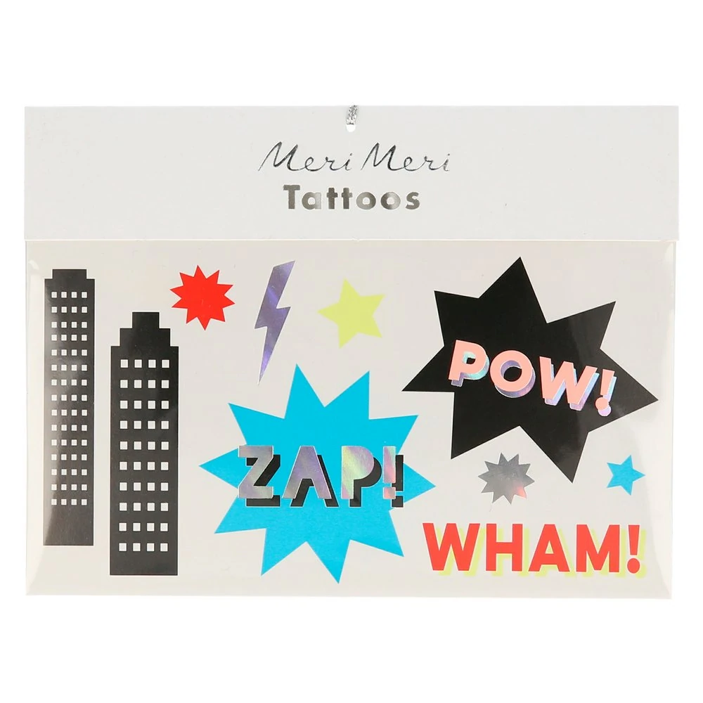 SUPERHERO TATTOOS Meri Meri Tattoos Bonjour Fete - Party Supplies