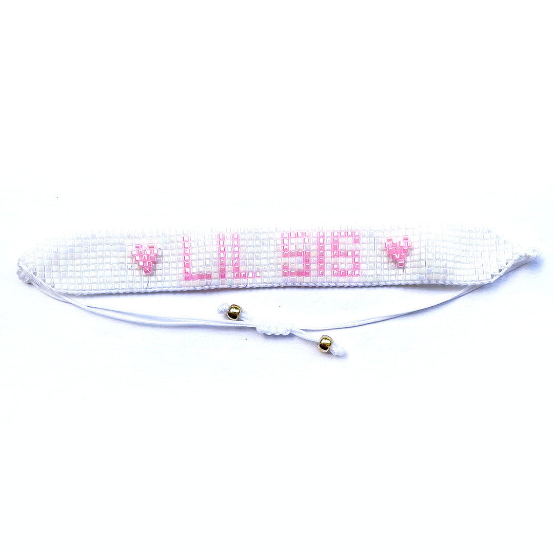 LIL SIS PINK & WHITE BEADED BRACELET BY OVER THE MOON Over The Moon Bonjour Fete - Party Supplies