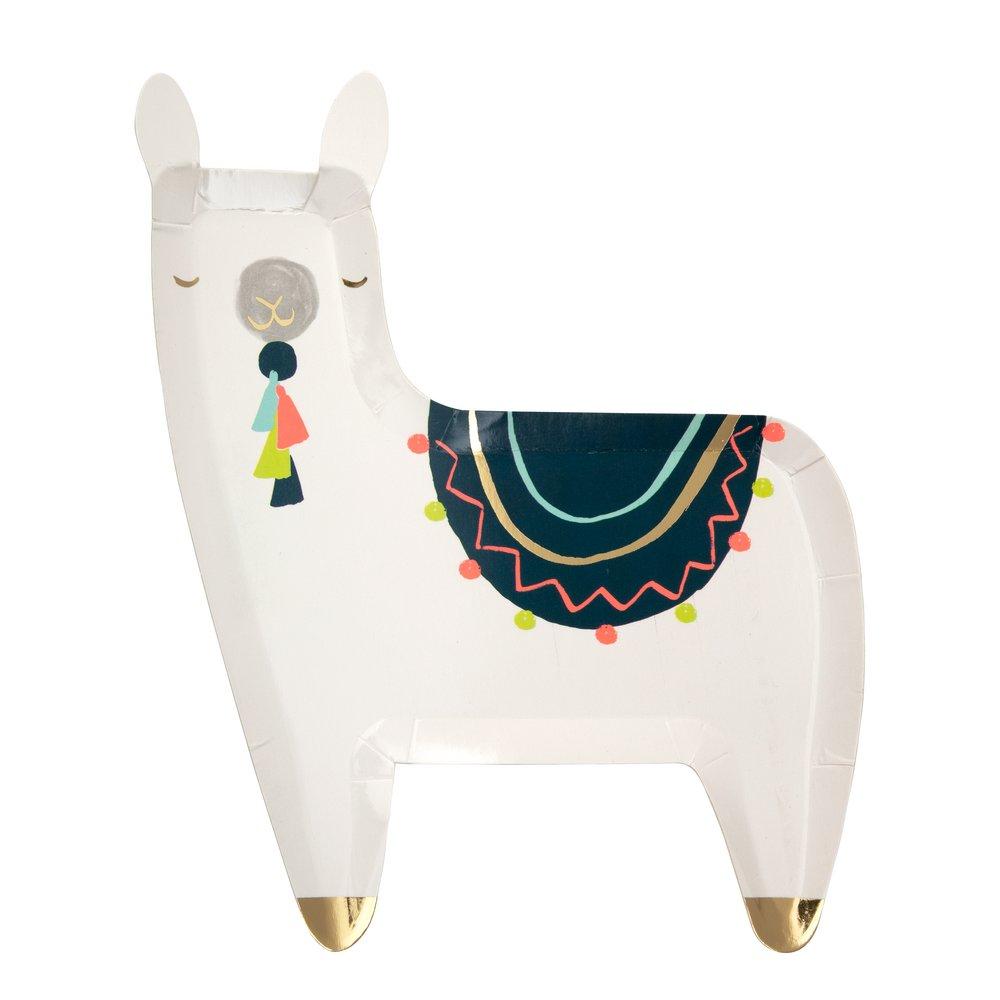 LLAMA DIE CUT PLATES Meri Meri Plates Bonjour Fete - Party Supplies