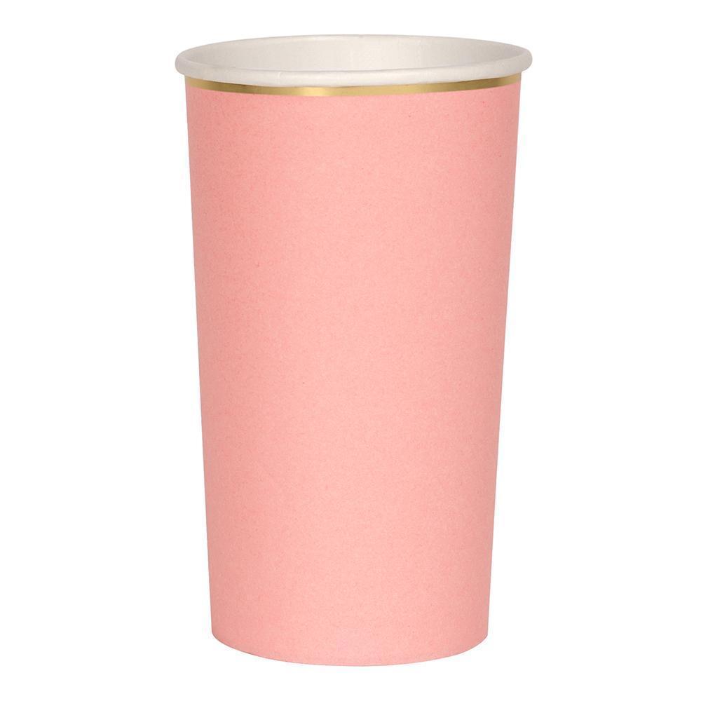 NEON CORAL CUPS Meri Meri Cups HIGHBALL - 13 OZ Bonjour Fete - Party Supplies