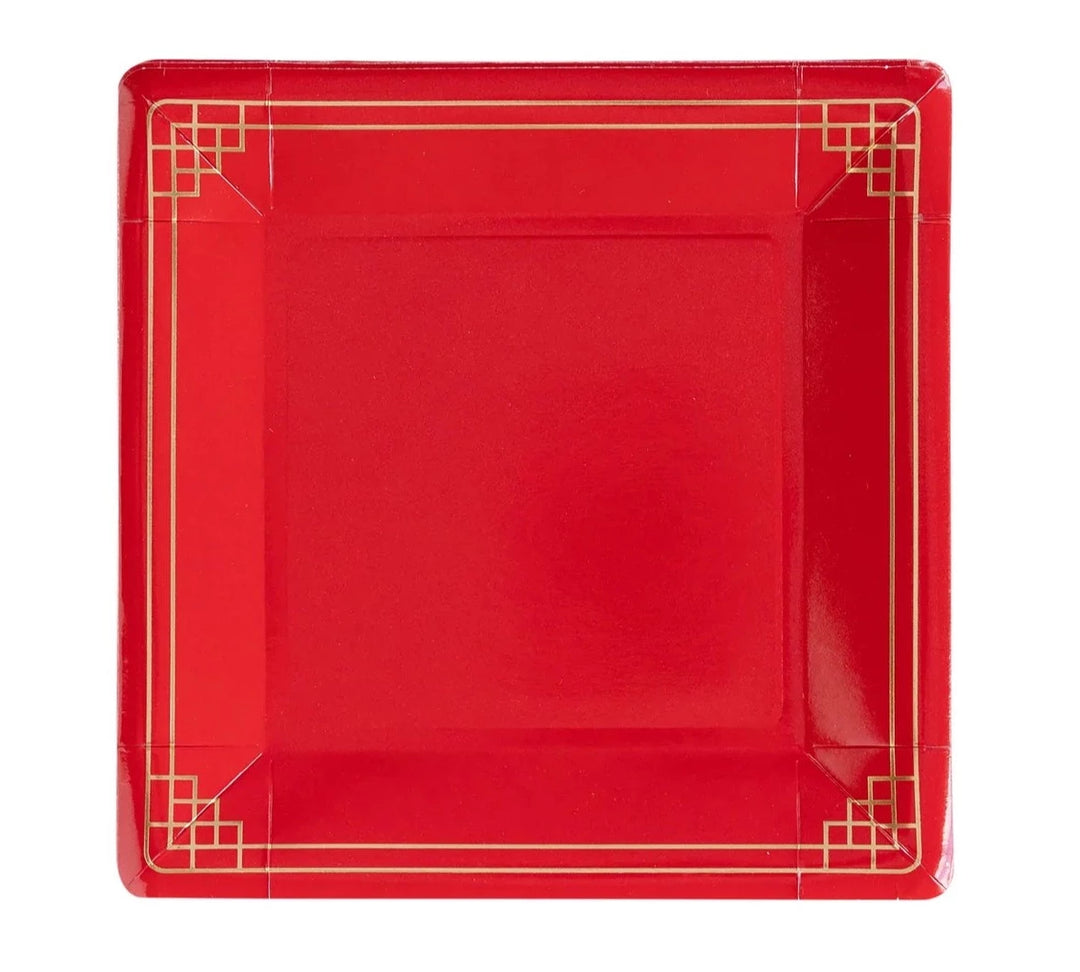 LUNAR NEW YEAR SQUARE PLATES My Mind's Eye Lunar New Year Bonjour Fete - Party Supplies