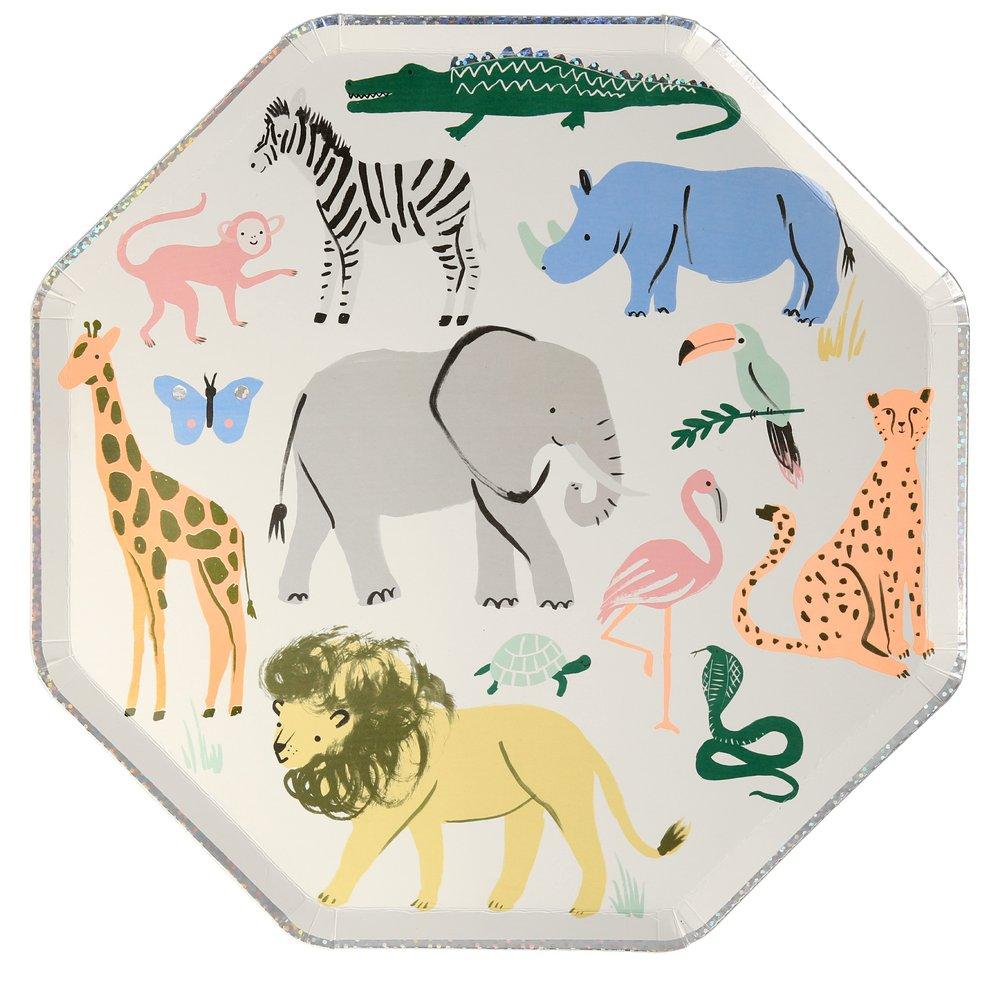 SAFARI ANIMALS PLATES - LARGE Meri Meri Plates Bonjour Fete - Party Supplies