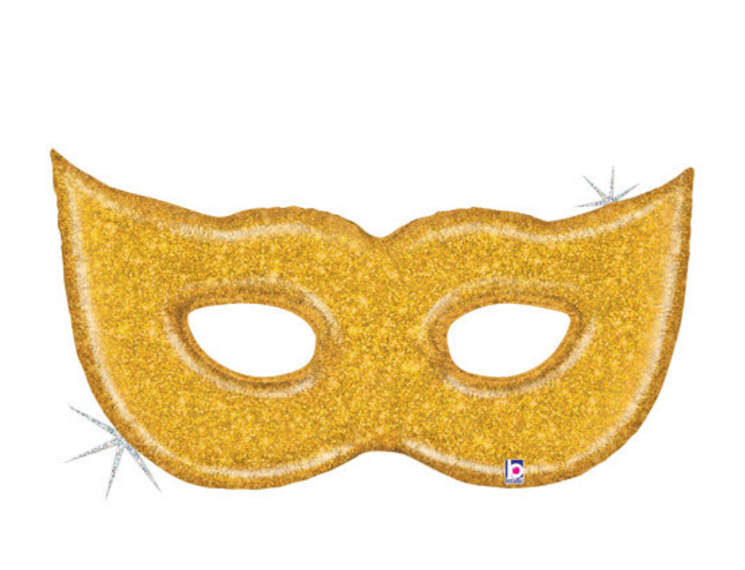 GOLD GLITTER MASK BALLOON Bonjour Fête  Bonjour Fete - Party Supplies