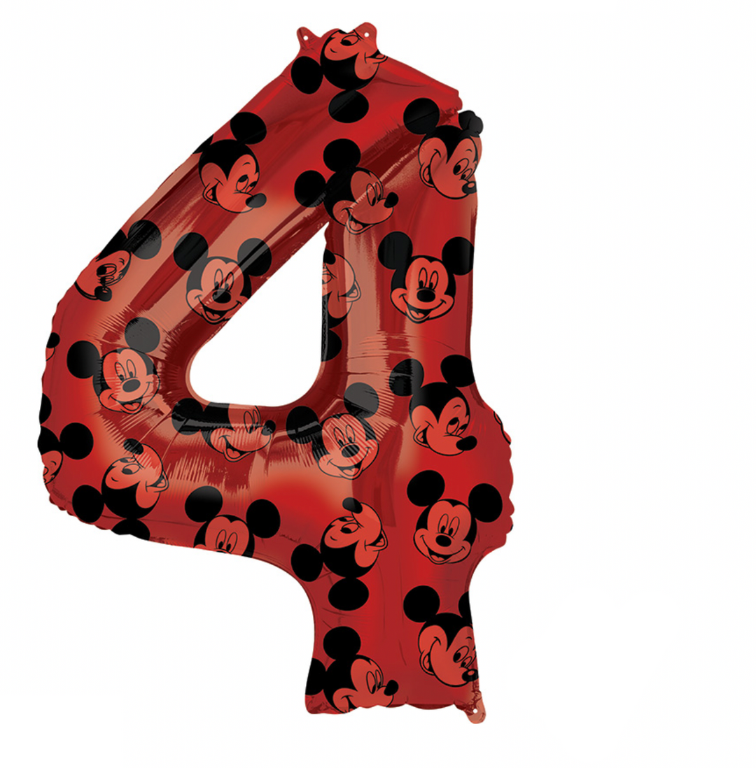 MICKEY MOUSE NUMBER 4 BALLOON Anagram Balloons Bonjour Fete - Party Supplies