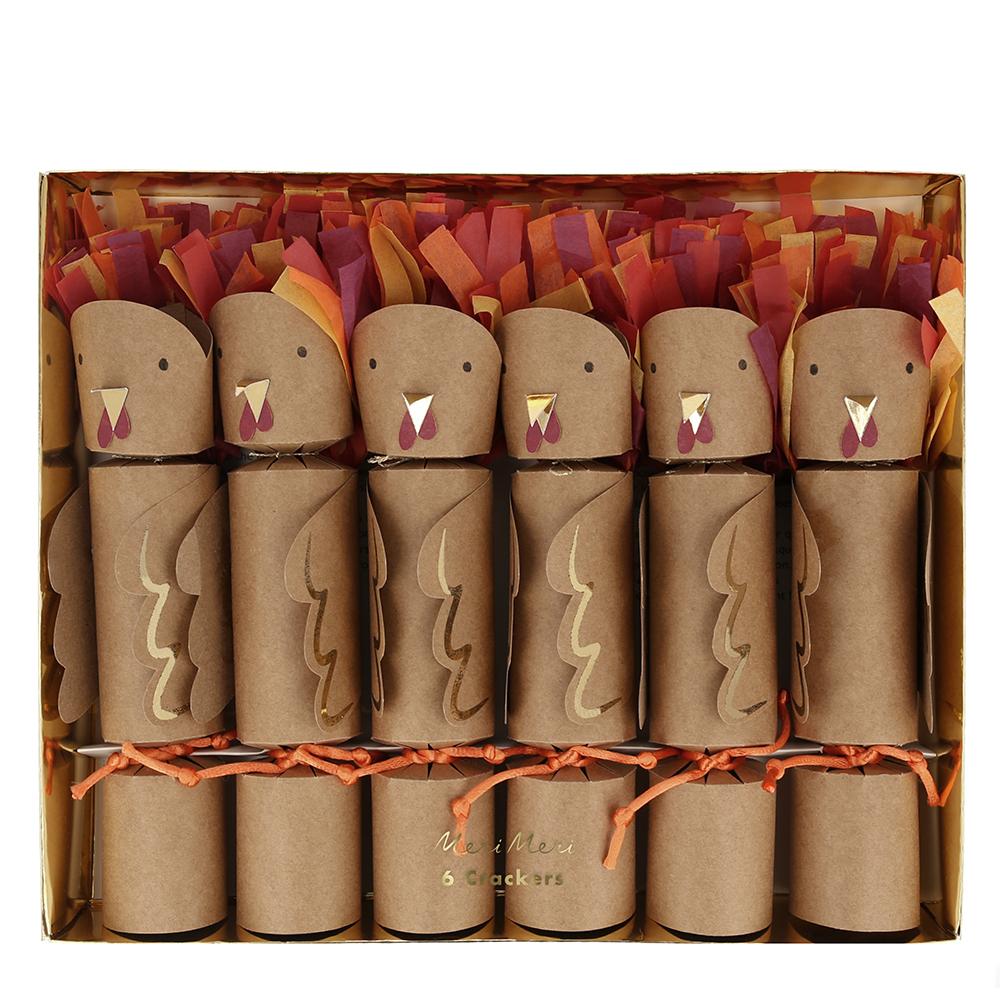 THANKSGIVING TURKEY TABLE CRACKERS Meri Meri Thanksgiving Favors Bonjour Fete - Party Supplies
