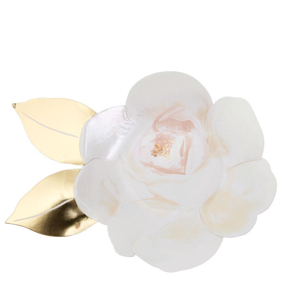 WHITE ROSE DIE CUT PAPER PLATES