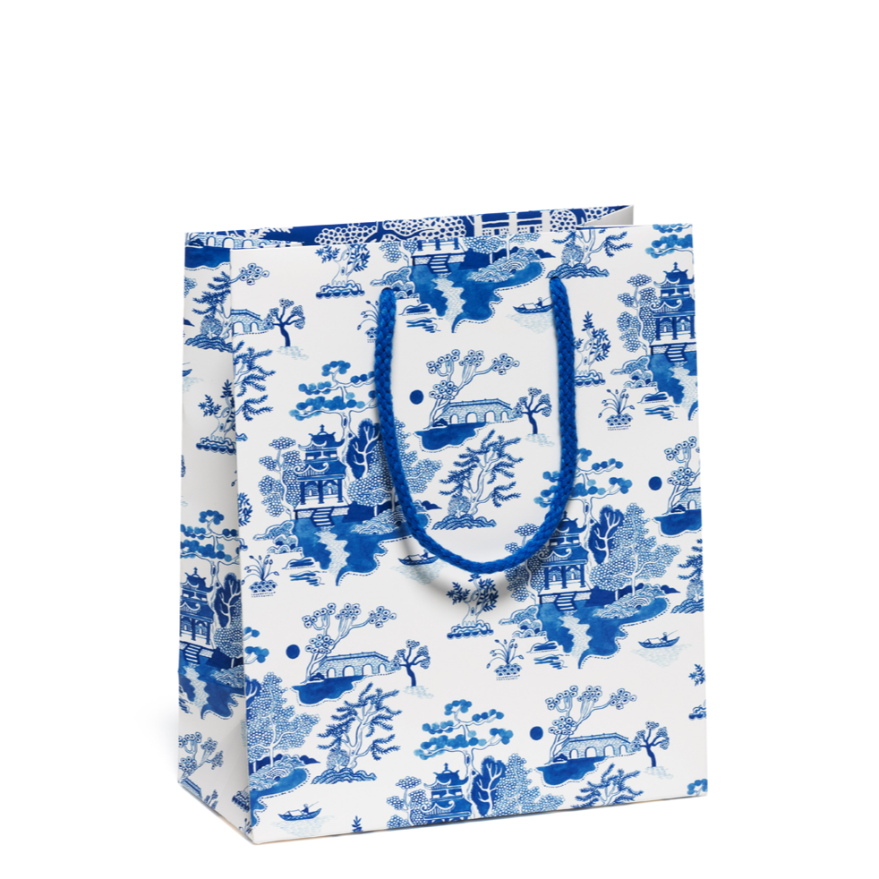 Blue Chinoiserie Bag Red Cap Cards Bonjour Fete - Party Supplies