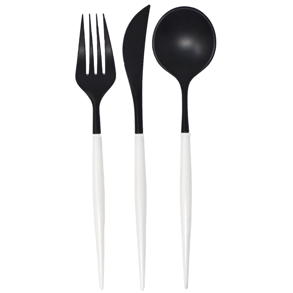 Fancy Black & White Cutlery Bonjour Fete Party Supplies Halloween Party Supplies