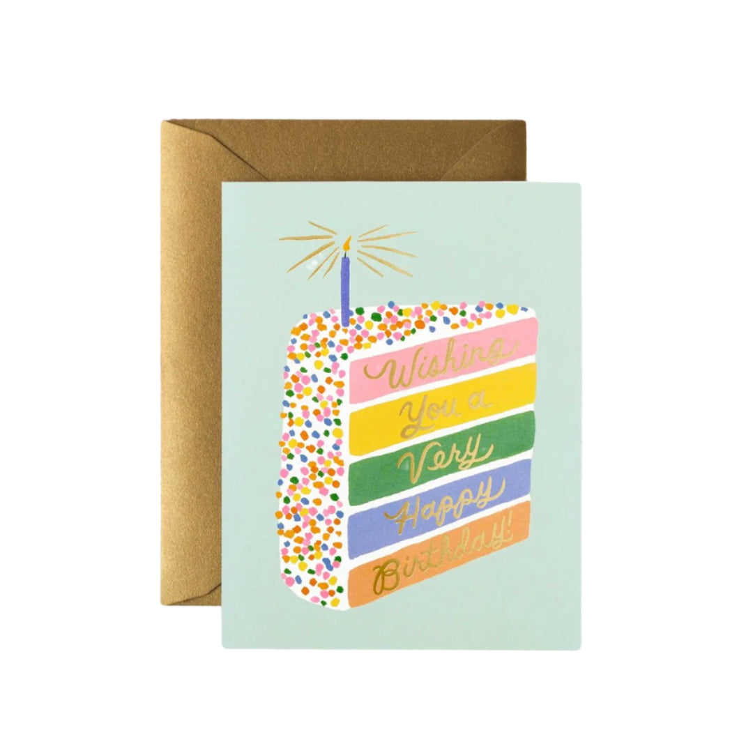 CAKE SLICE BIRTHDAY CARD Rifle Paper Co. Greeting Card Bonjour Fete - Party Supplies