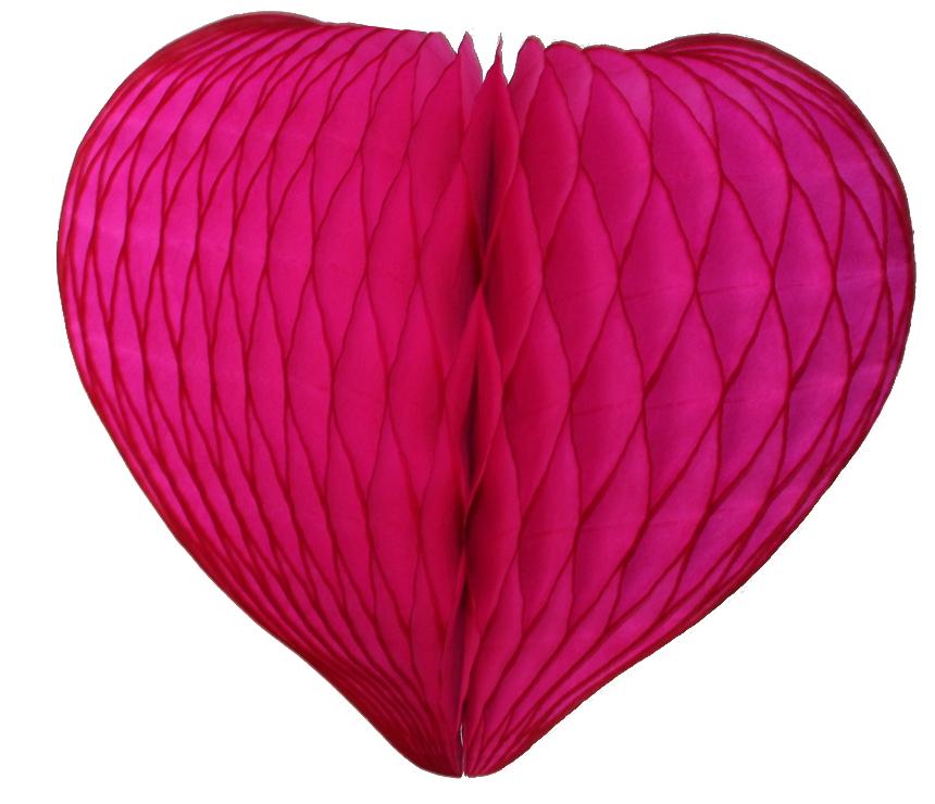 CERISE HONEYCOMB HEART TISSUE PAPER DECOR Devra Party Hanging Decor Bonjour Fete - Party Supplies