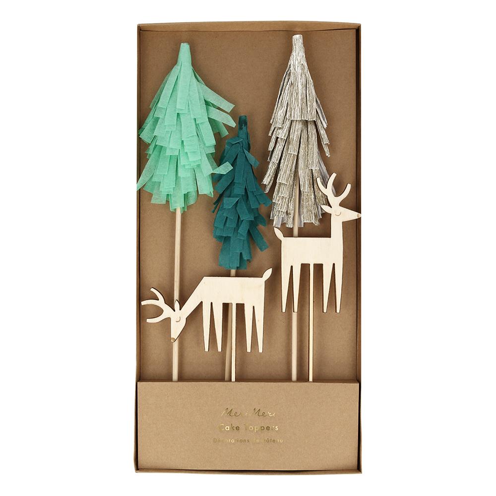WOODLAND AND REINDEER CAKE TOPPERS Bonjour Fête Christmas Baking Bonjour Fete - Party Supplies