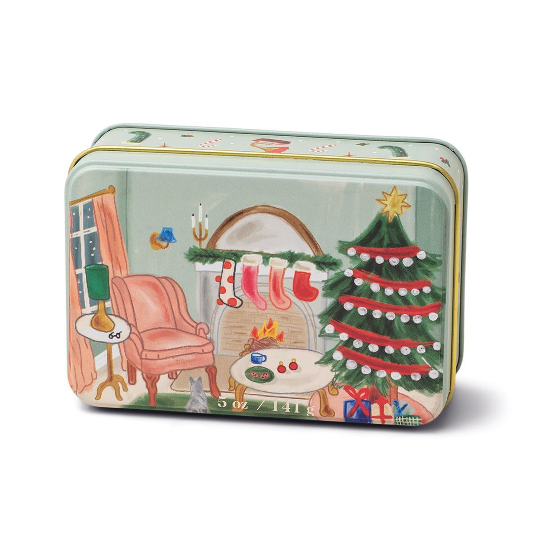 HOLIDAY TIN LIVING ROOM SCENE PERSIMMON & CHESTNUT CANDLE Paddywax Holiday Candle Bonjour Fete - Party Supplies
