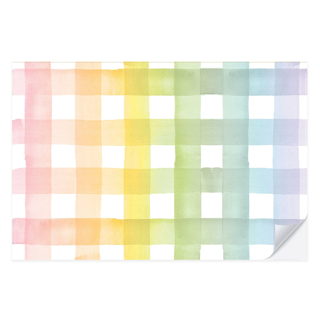 Rainbow Gingham Placemat Pad Cami Monet Bonjour Fete - Party Supplies