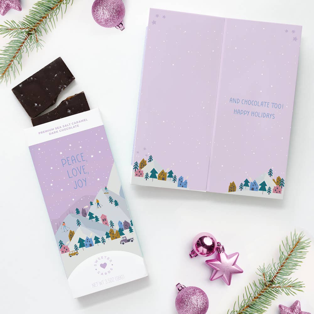 Chocolate Bar Christmas Greeting Card– Peace, Love and Joy Sweeter Cards Chocolate Bar + Greeting Card in ONE! Christmas Candy Bonjour Fete - Party Supplies