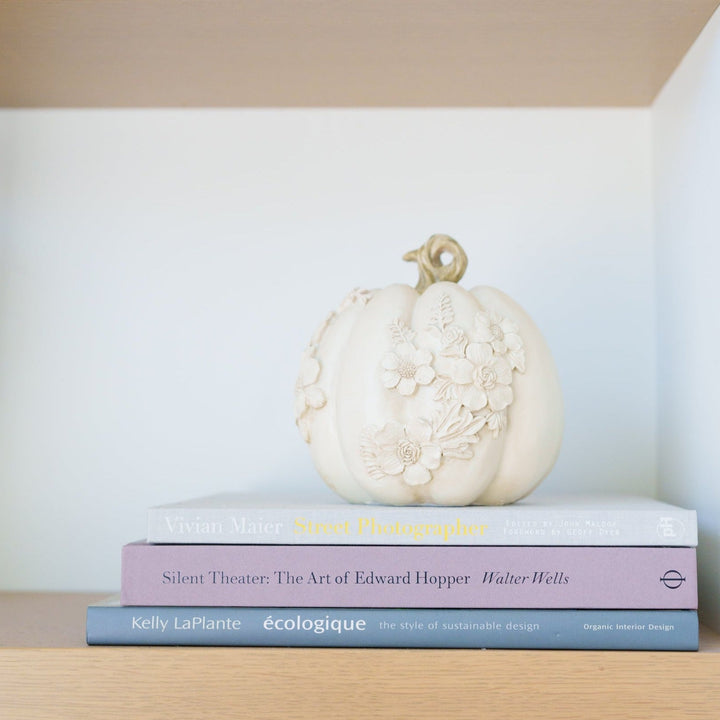 EMBOSSED WHITE PUMPKIN Allstate Floral Halloween Home Decor Bonjour Fete - Party Supplies