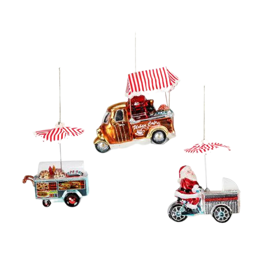FOOD CART GLASS ORNAMENT One Hundred 80 Degrees Christmas Ornament Bonjour Fete - Party Supplies