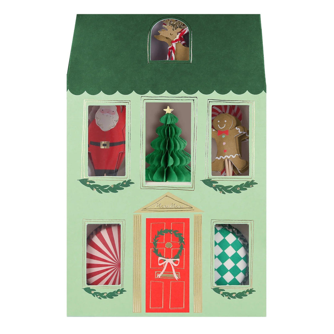 FESTIVE HOUSE CUPCAKE KIT Meri Meri Bonjour Fete - Party Supplies