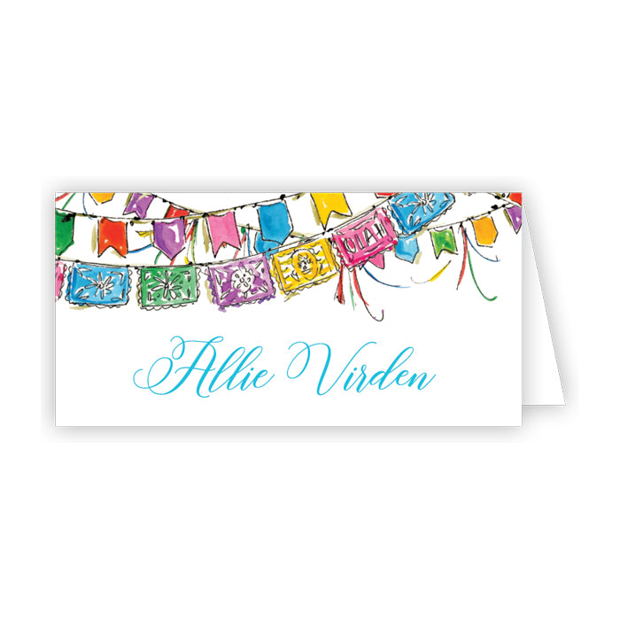 HAND PAINTED FIESTA BANNER PATTERN PLACE CARD Rosanne Beck Collections Bonjour Fete - Party Supplies