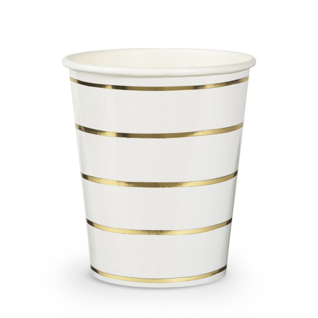 GOLD FRENCHIE STRIPED CUPS Jollity & Co. + Daydream Society Cups Bonjour Fete - Party Supplies