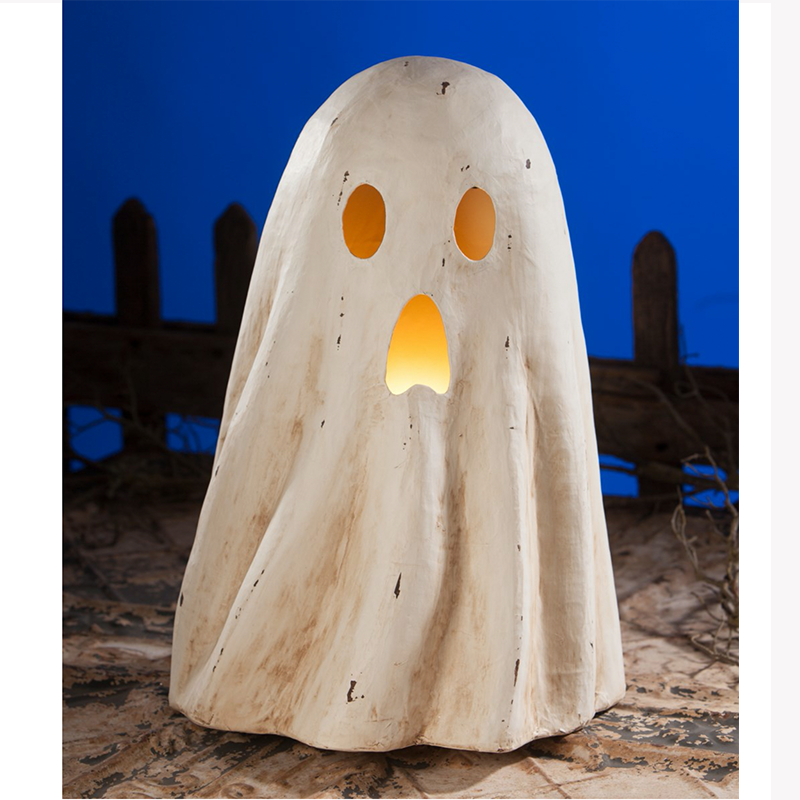 GHOST LUMINARY LARGE PAPER MACHE Bethany Lowe Designs Halloween Home Bonjour Fete - Party Supplies