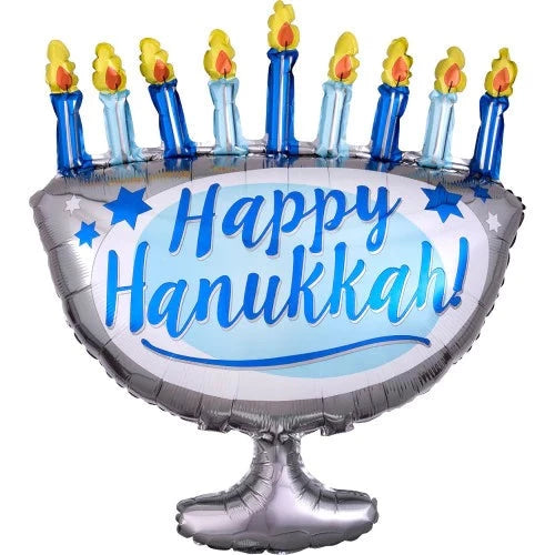 HAPPY HANUKKAH MENORAH BALLOON LA Balloons Balloon Bonjour Fete - Party Supplies