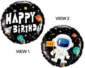 SPACE HAPPY BIRTHDAY BALLOON Rainbow Balloons Bonjour Fete - Party Supplies