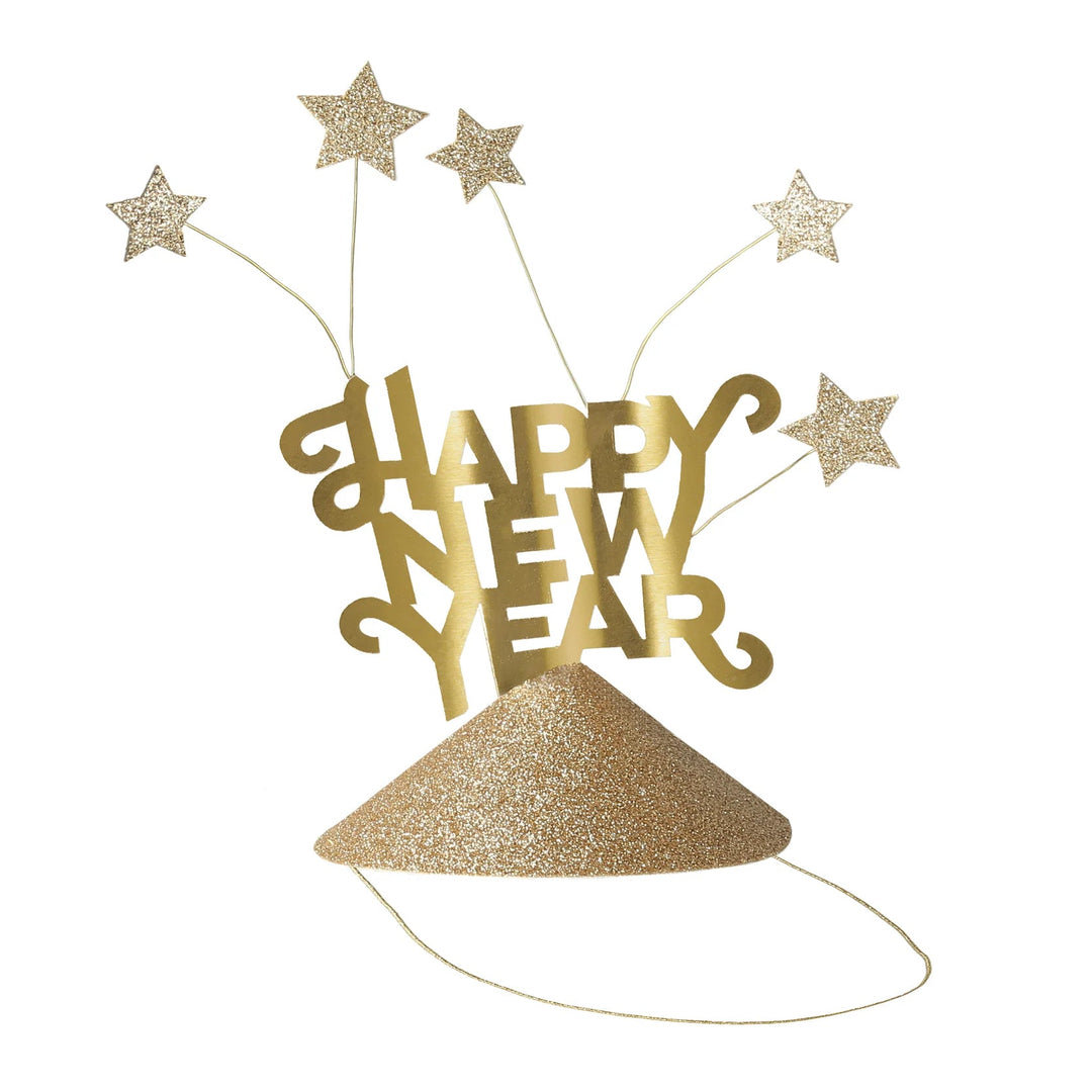 HAPPY NEW YEAR GOLD PARTY HATS Meri Meri Bonjour Fete - Party Supplies