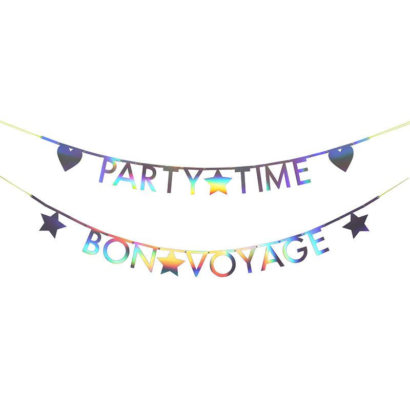 HOLOGRAPHIC SILVER LETTER GARLAND KIT Meri Meri Garlands & Banners Bonjour Fete - Party Supplies