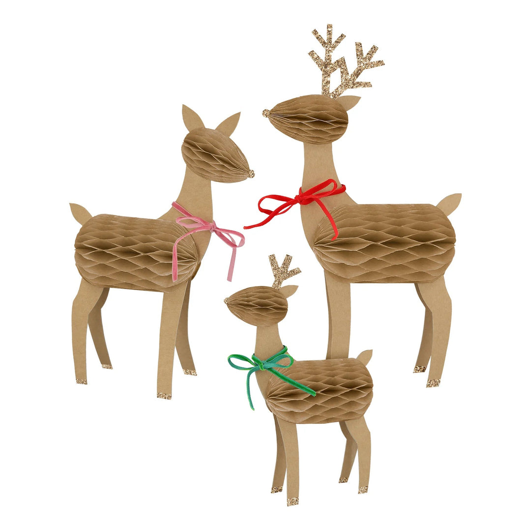 REINDEER HONEYCOMB FAMILY Meri Meri Bonjour Fete - Party Supplies
