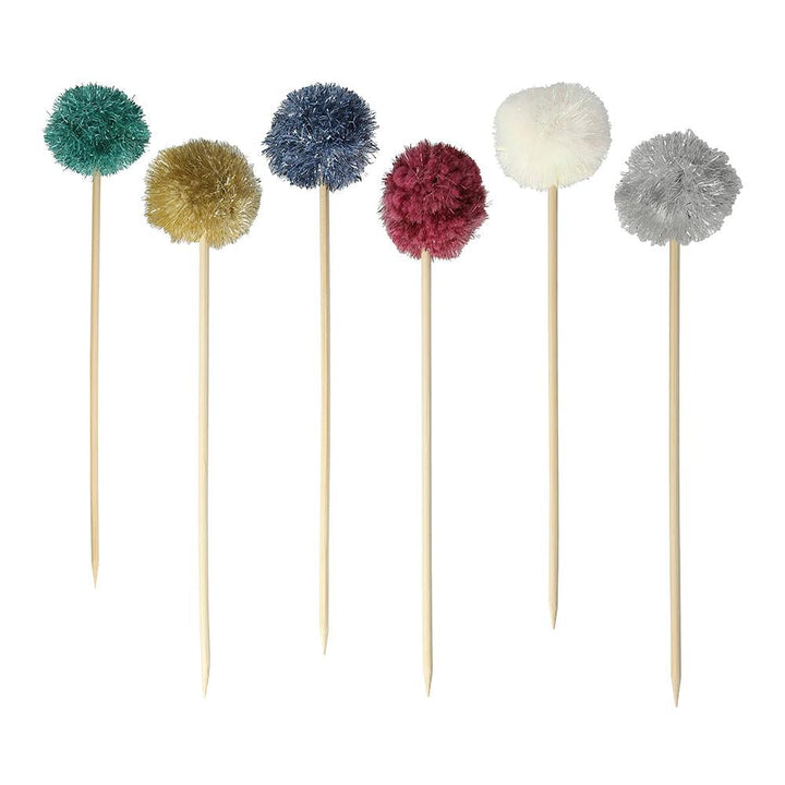 METALLIC POM POM CAKE TOPPERS Meri Meri Cake Topper Bonjour Fete - Party Supplies