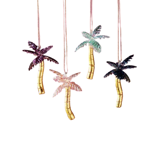 PALM TREE GLASS ORNAMENT Glitterville Christmas Ornament Bonjour Fete - Party Supplies