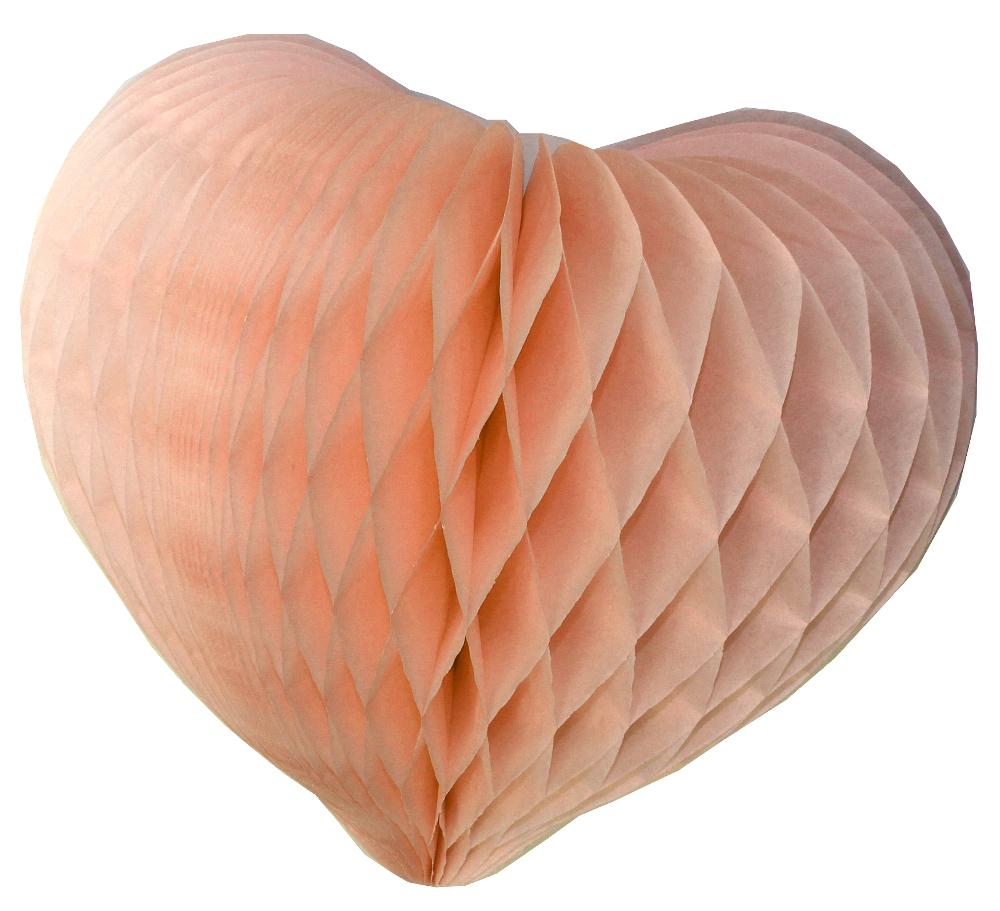 PEACH HONEYCOMB HEART TISSUE PAPER DECOR Devra Party Hanging Decor Bonjour Fete - Party Supplies