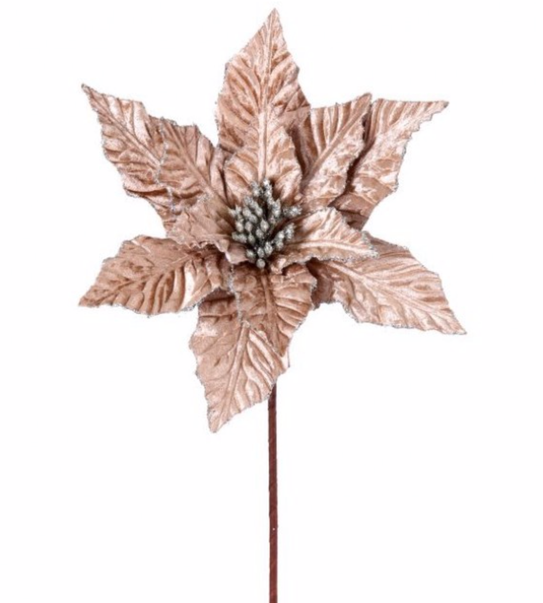 GLITTER EDGE VELVET POINSETTIA TREE SPRAY Regency International Spray blue Bonjour Fete - Party Supplies