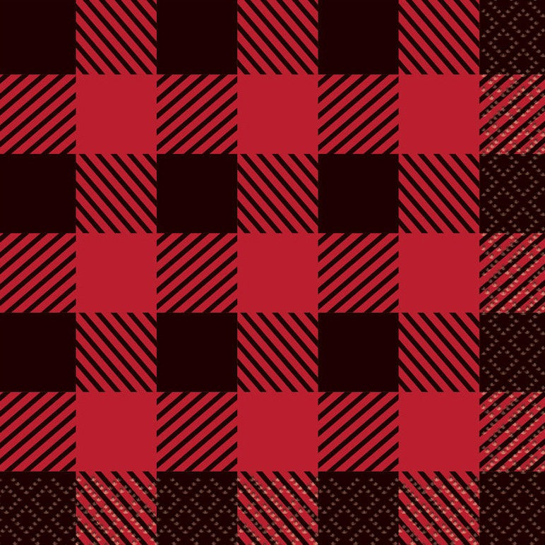 RED AND BLACK PLAID NAPKIN Unique Bonjour Fete - Party Supplies