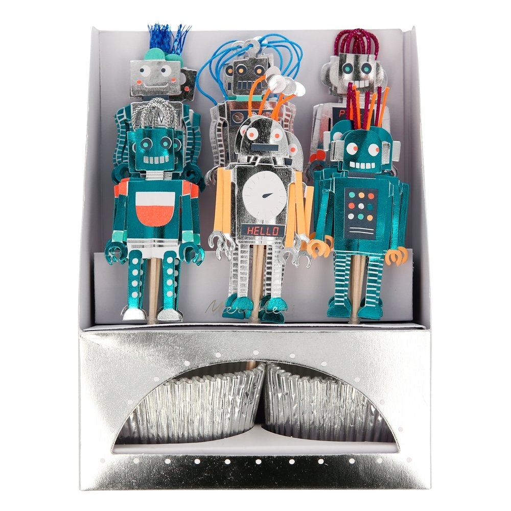 ROBOT THEMED CUPCAKE BAKING KIT Meri Meri Baking Bonjour Fete - Party Supplies