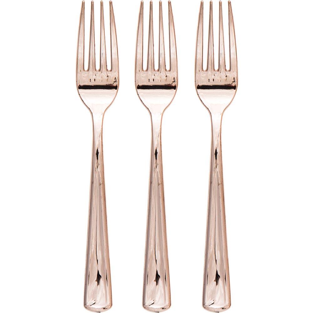 ROSE GOLD PREMIUM CUTLERY Creative Converting Cutlery Forks Only Bonjour Fete - Party Supplies
